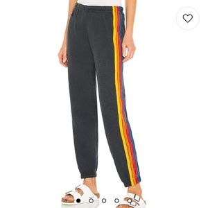 Aviator Nation 5 Stripe Sweatpants in charcoal